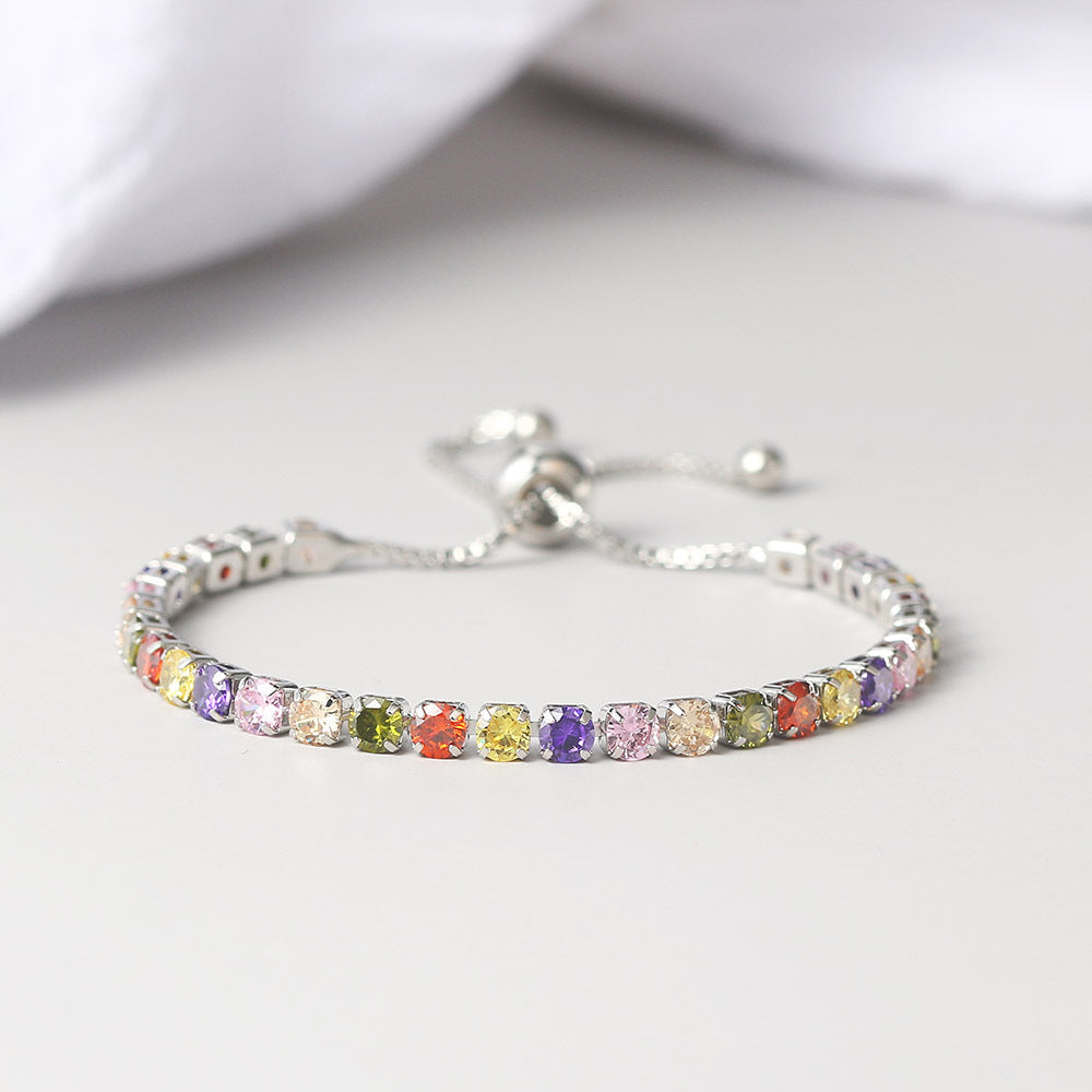Round Zircon Single Row Full Diamond Tennis Bracelet - Euphoryas Tennis Co.