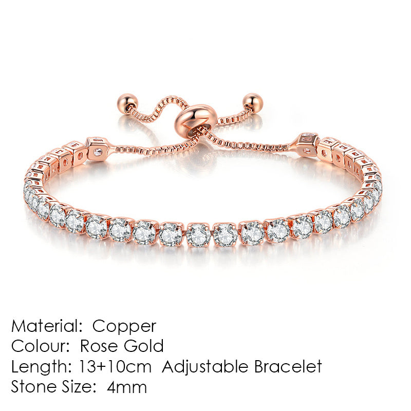 Round Zircon Single Row Full Diamond Tennis Bracelet - Euphoryas Tennis Co.