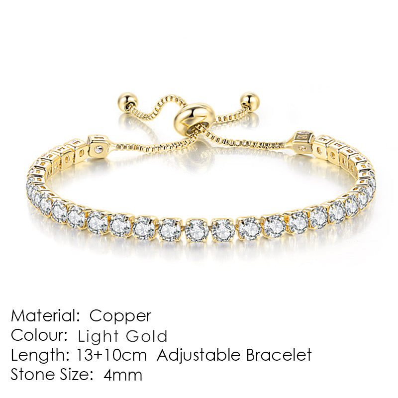 Round Zircon Single Row Full Diamond Tennis Bracelet - Euphoryas Tennis Co.