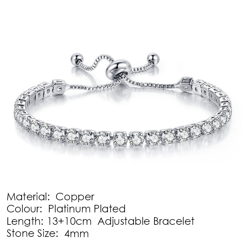Round Zircon Single Row Full Diamond Tennis Bracelet - Euphoryas Tennis Co.