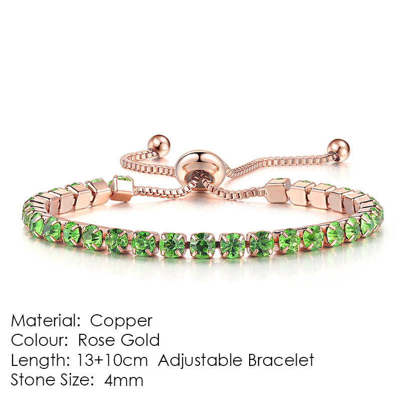 Round Zircon Single Row Full Diamond Tennis Bracelet - Euphoryas Tennis Co.