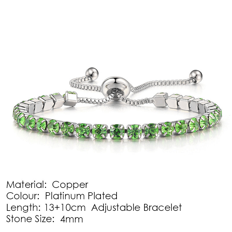 Round Zircon Single Row Full Diamond Tennis Bracelet - Euphoryas Tennis Co.