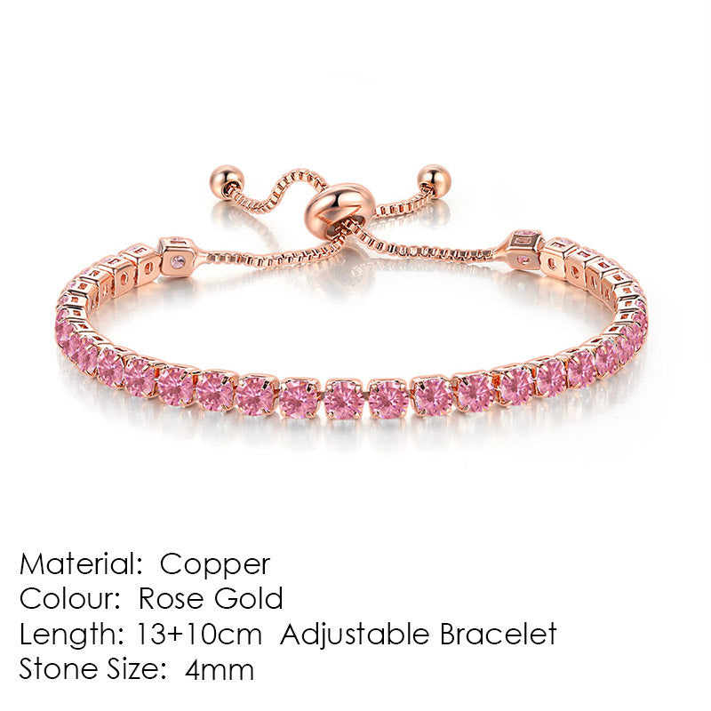 Round Zircon Single Row Full Diamond Tennis Bracelet - Euphoryas Tennis Co.