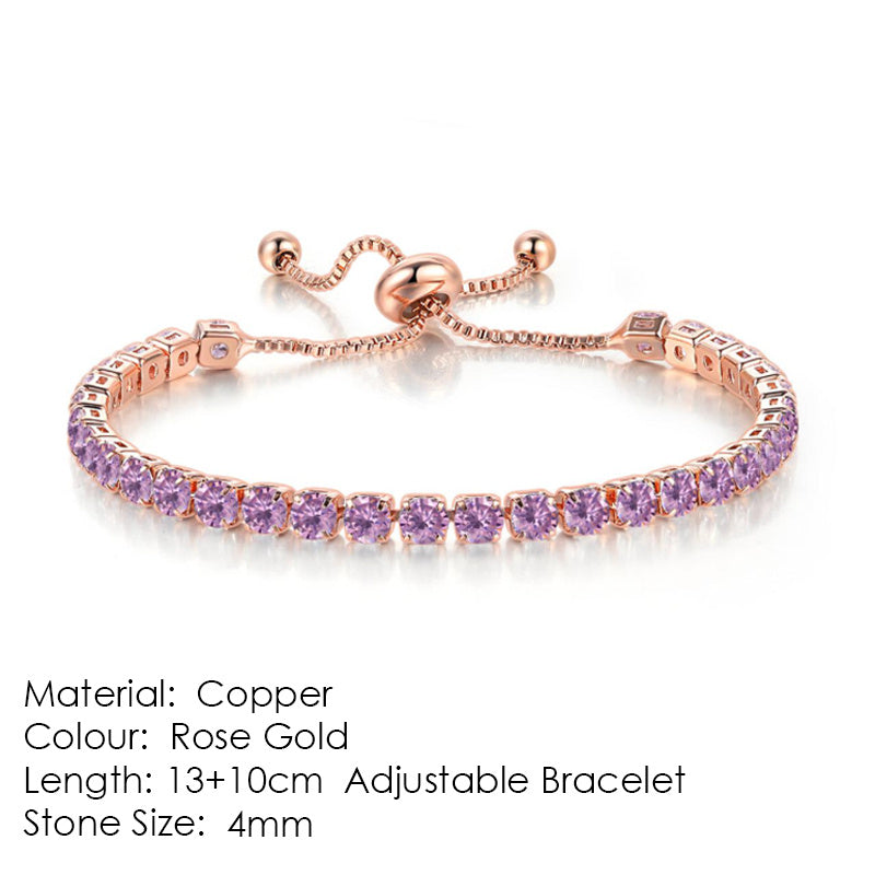 Round Zircon Single Row Full Diamond Tennis Bracelet - Euphoryas Tennis Co.