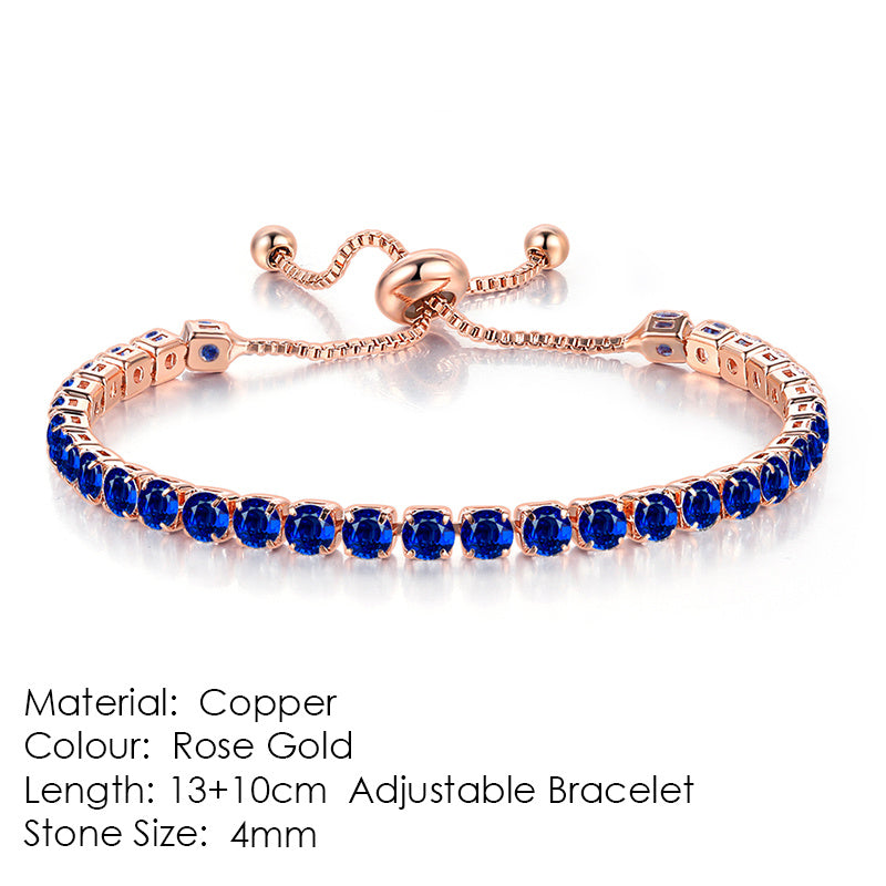 Round Zircon Single Row Full Diamond Tennis Bracelet - Euphoryas Tennis Co.