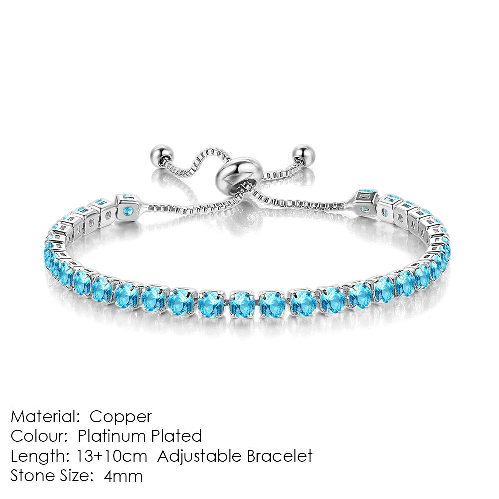 Round Zircon Single Row Full Diamond Tennis Bracelet - Euphoryas Tennis Co.