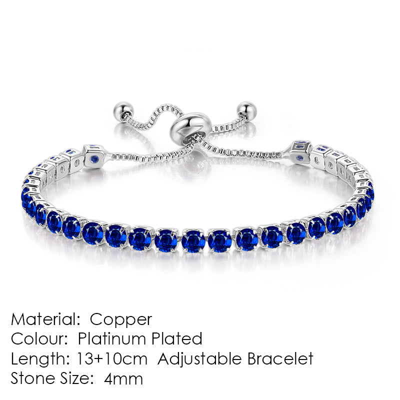 Round Zircon Single Row Full Diamond Tennis Bracelet - Euphoryas Tennis Co.