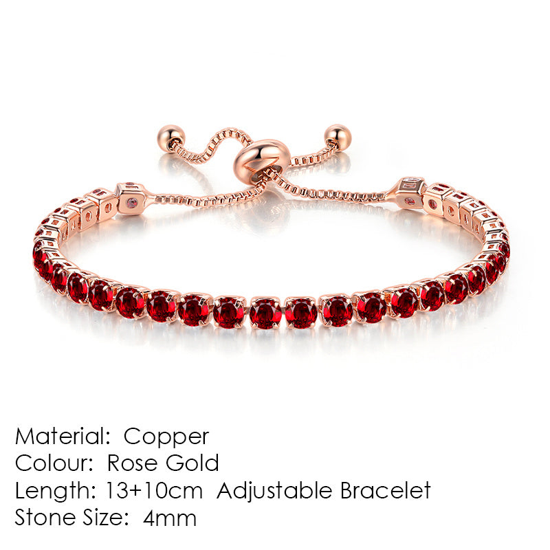 Round Zircon Single Row Full Diamond Tennis Bracelet - Euphoryas Tennis Co.