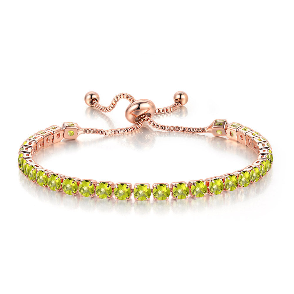 Round Zircon Single Row Full Diamond Tennis Bracelet - Euphoryas Tennis Co.