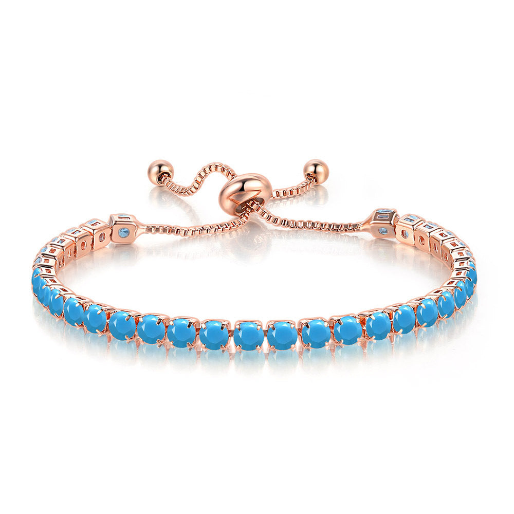 Round Zircon Single Row Full Diamond Tennis Bracelet - Euphoryas Tennis Co.