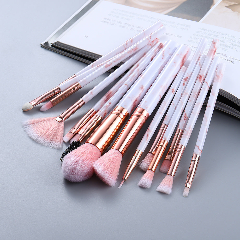 15 Marbled Design Makeup Brushes Set - Yas & Co.