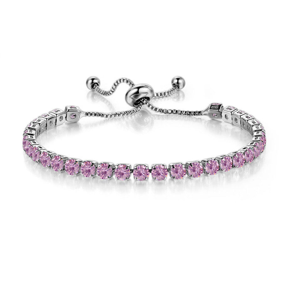 Round Zircon Single Row Full Diamond Tennis Bracelet - Euphoryas Tennis Co.