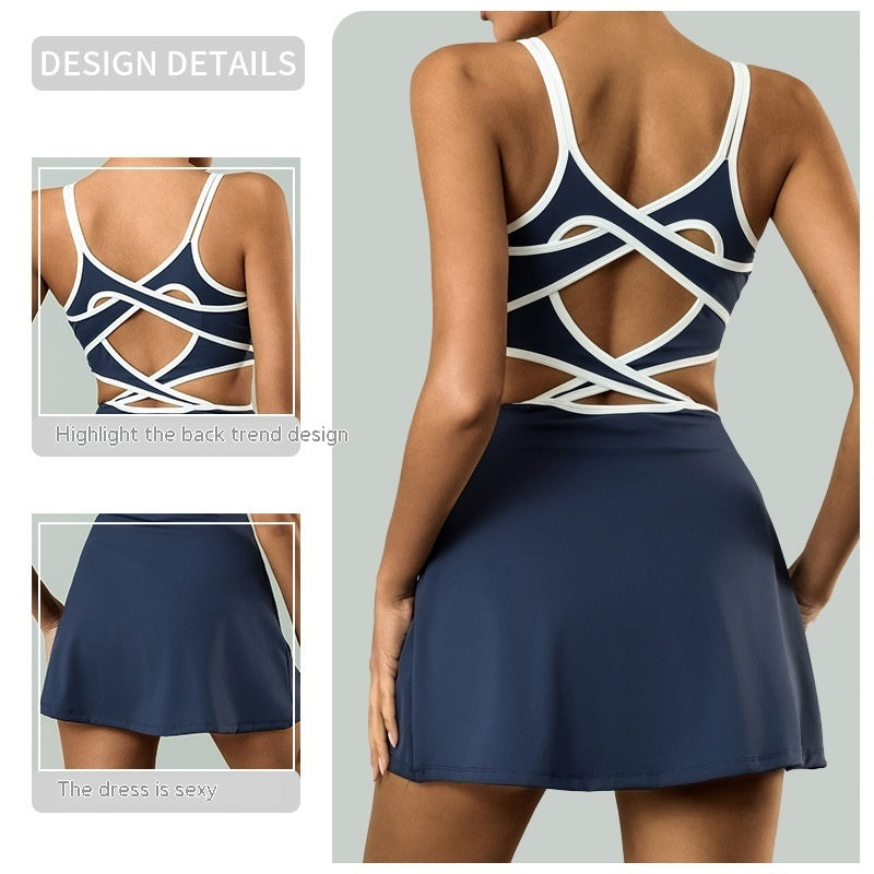 Women's Sports Dress with Chest Pad – High Elastic, Anti-Exposure Tennis Skirt - Euphoryas Tennis Co.