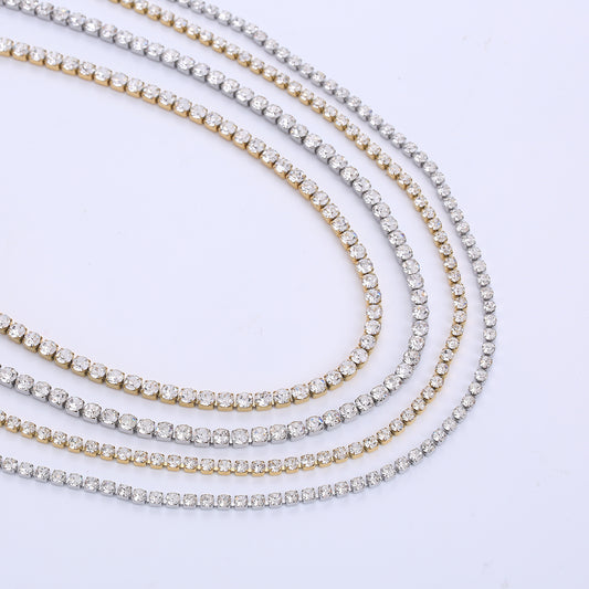 Stainless Steel White Diamond Tennis Necklace - Euphoryas Tennis Co.