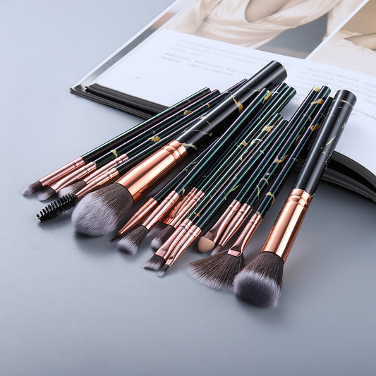 15 Marbled Design Makeup Brushes Set - Yas & Co.