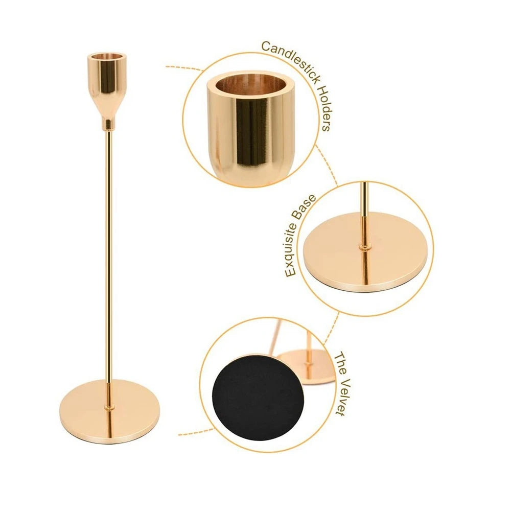 3-Piece Chinese-Style Metal Candle Holders – Elegant Gold Decor - Euphoryas Permanent Makeup by Yas