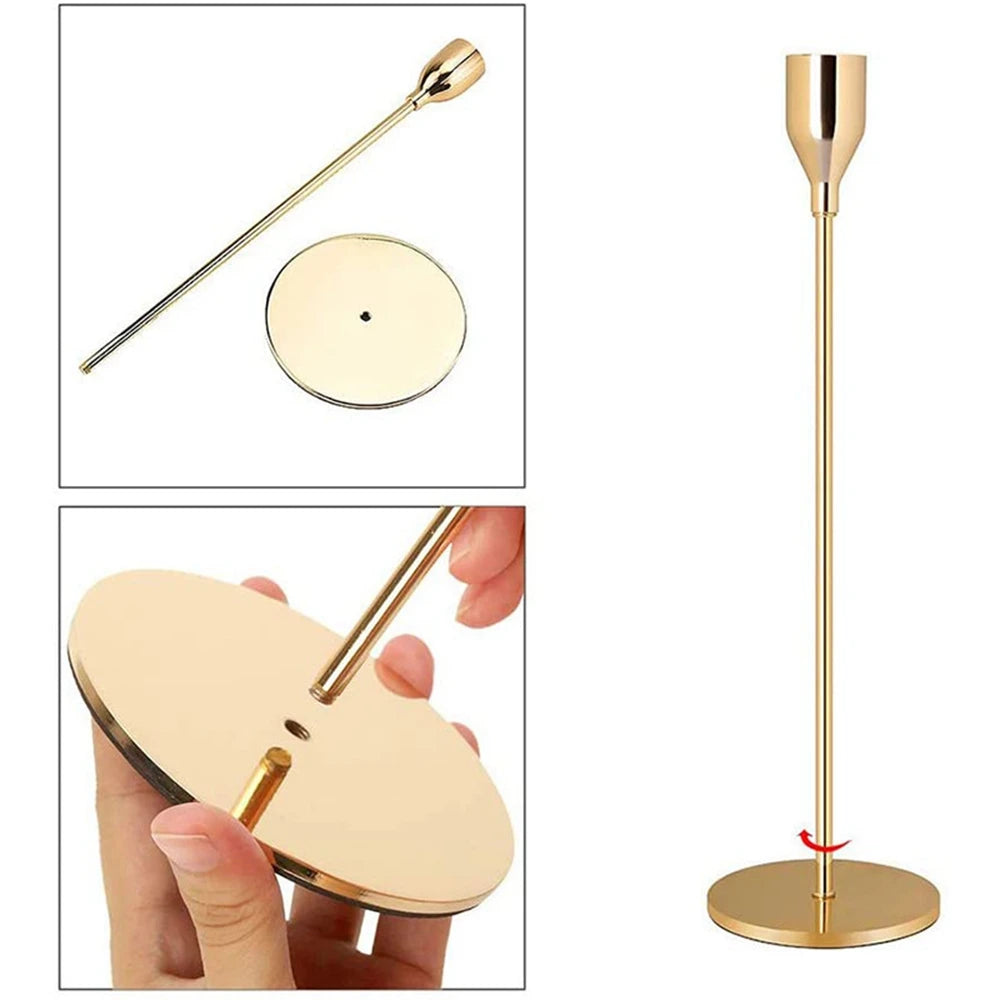 3-Piece Chinese-Style Metal Candle Holders – Elegant Gold Decor - Euphoryas Permanent Makeup by Yas