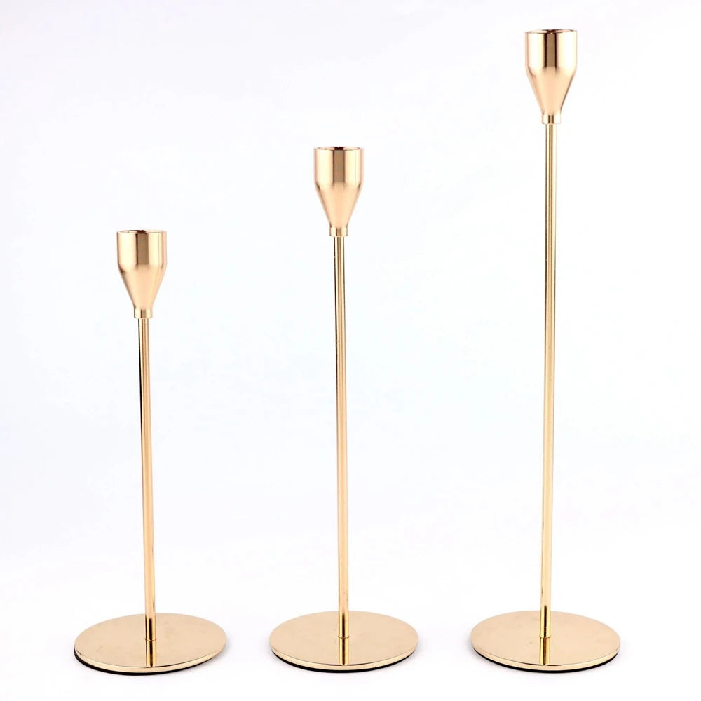 3-Piece Chinese-Style Metal Candle Holders – Elegant Gold Decor - Euphoryas Permanent Makeup by Yas