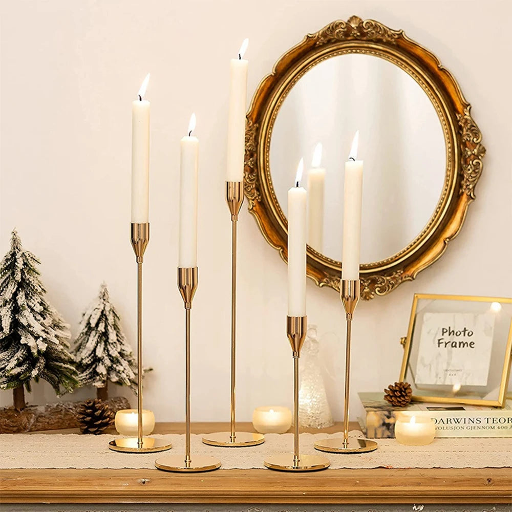 3-Piece Chinese-Style Metal Candle Holders – Elegant Gold Decor - Euphoryas Permanent Makeup by Yas