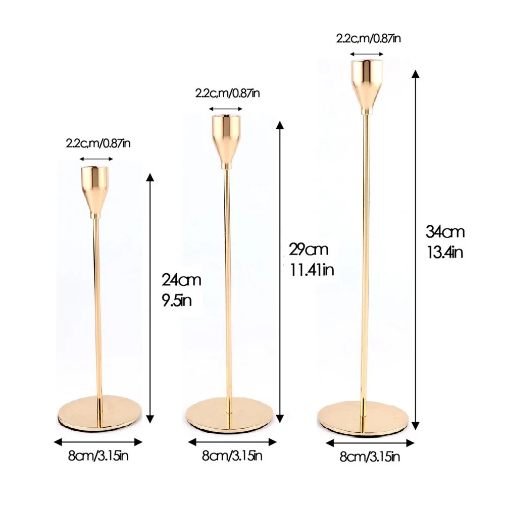 3-Piece Chinese-Style Metal Candle Holders – Elegant Gold Decor - Euphoryas Permanent Makeup by Yas