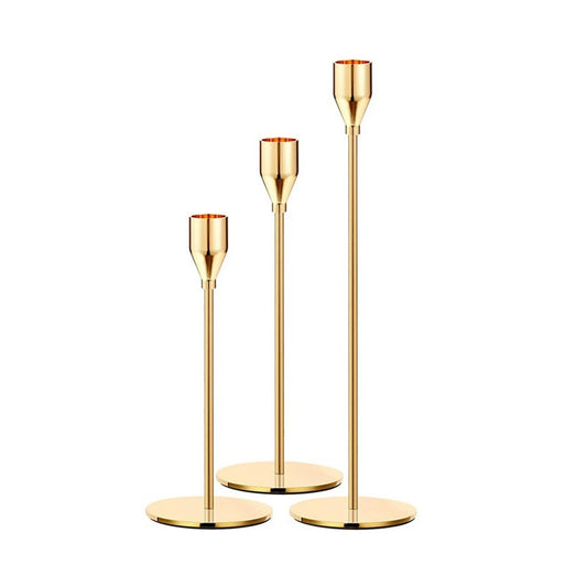 3-Piece Chinese-Style Metal Candle Holders – Elegant Gold Decor - Euphoryas Permanent Makeup by Yas