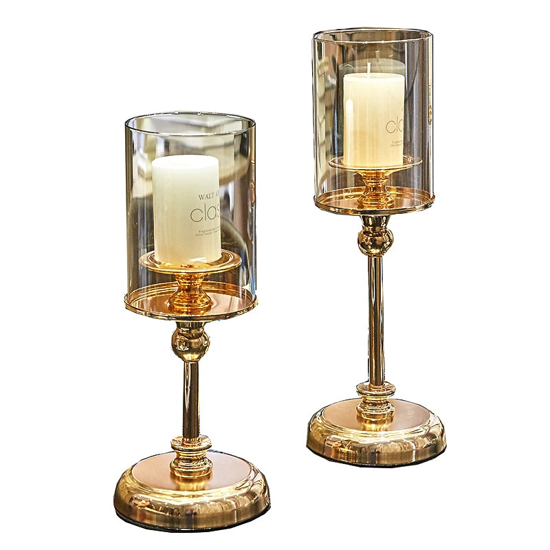 1pc Gold Glass Candle Holder for Pillar Candles – Dining, Coffee Table, Wedding & Home Decor - Euphoryas Permanent Makeup by Yas