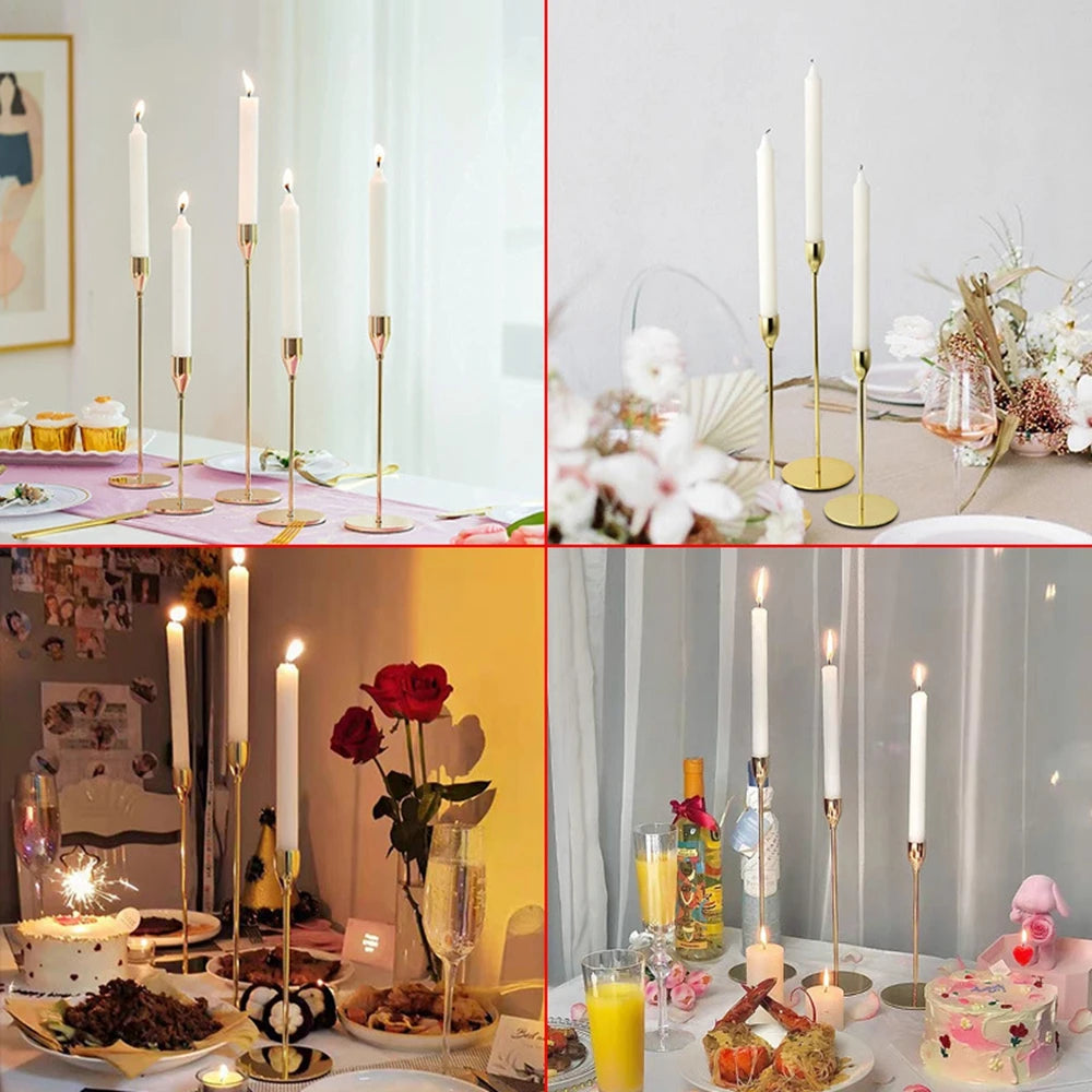 3-Piece Chinese-Style Metal Candle Holders – Elegant Gold Decor - Euphoryas Permanent Makeup by Yas