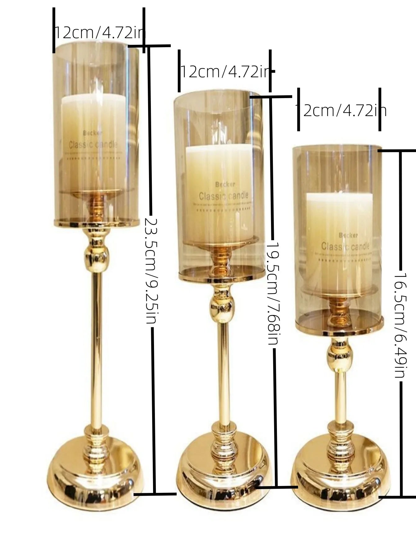 1pc Gold Glass Candle Holder for Pillar Candles – Dining, Coffee Table, Wedding & Home Decor - Euphoryas Permanent Makeup by Yas